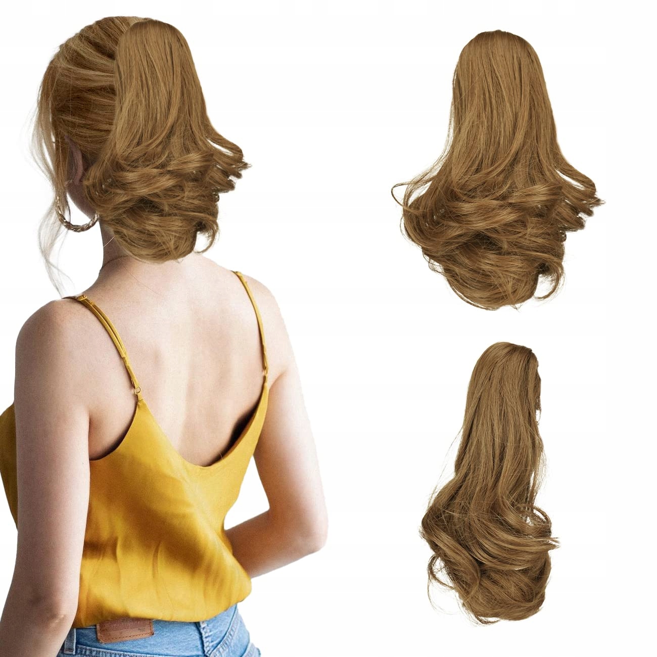 CLIP IN WŁOSY SYNTETYCZNE TRUSKAWKOWY BLOND 50CM 5 PASM