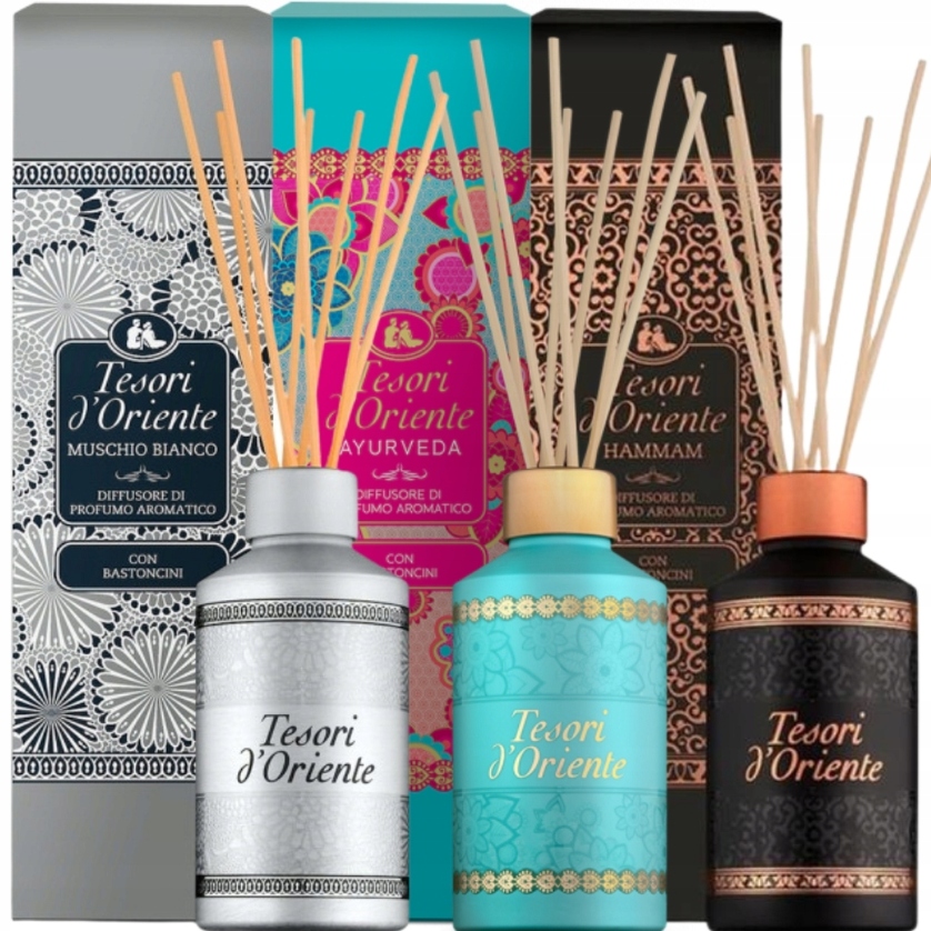 Levně Set 3x MIX Tesori vonné tyčinky Ayurveda, Bianco, Hammam 3x200 ml