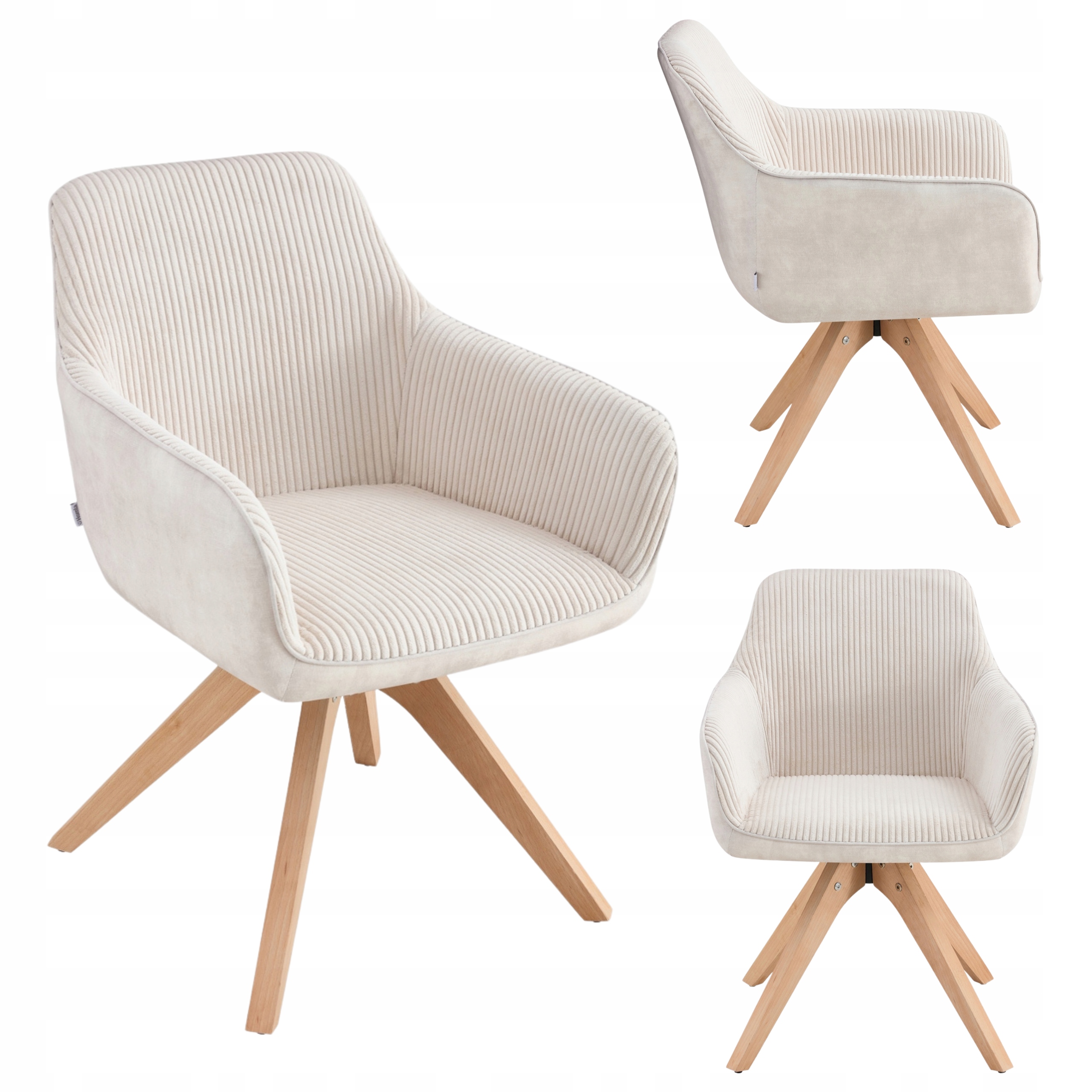 Krzesło Pesa w tkaninie łączonej beżowe obrotowe do salonu gabinetu jadalni