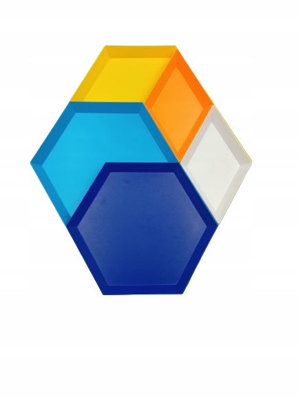 Zestaw kolorowych tac geometrycznych