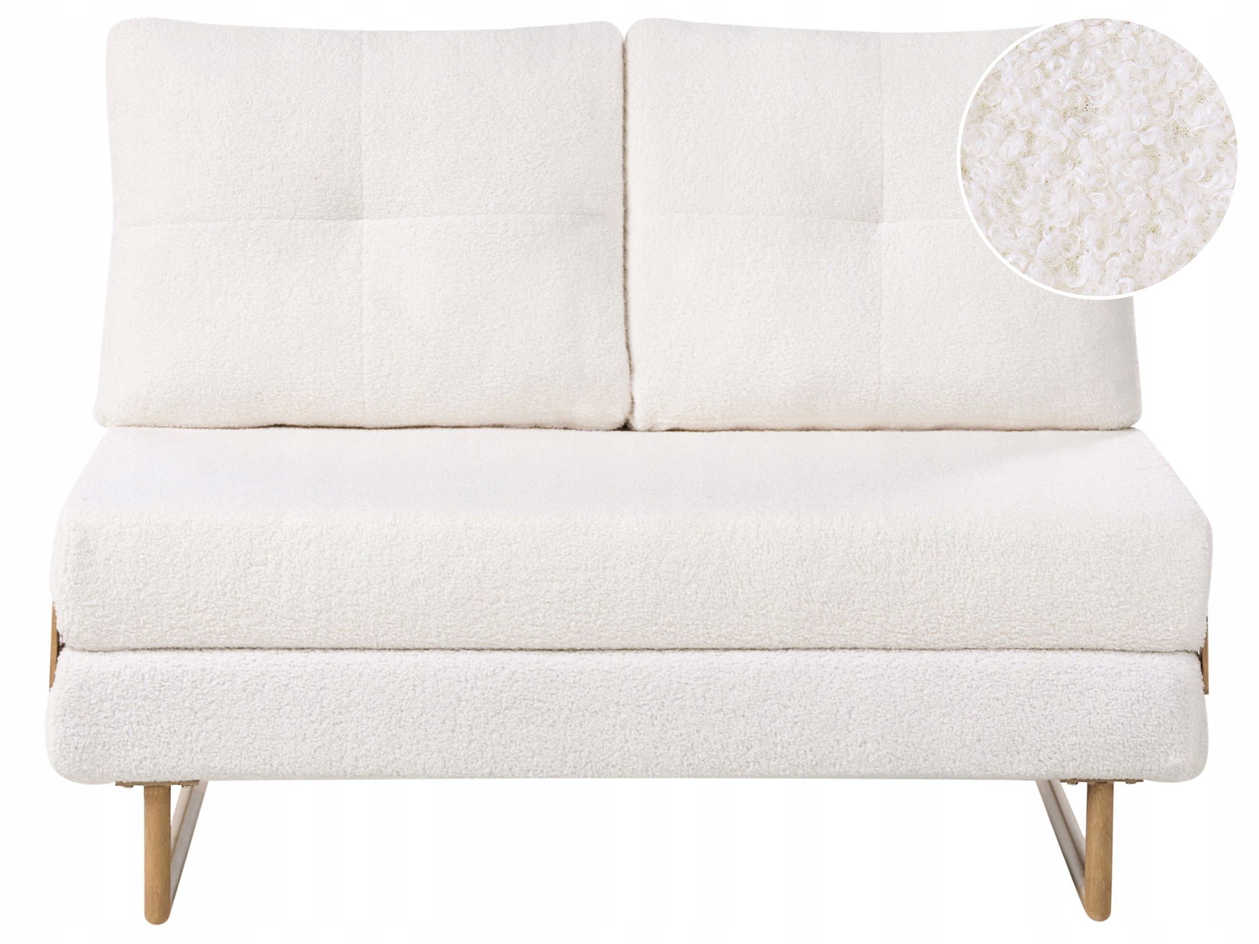 Sofa boucle 2-osobowa rozkładana złamana biel