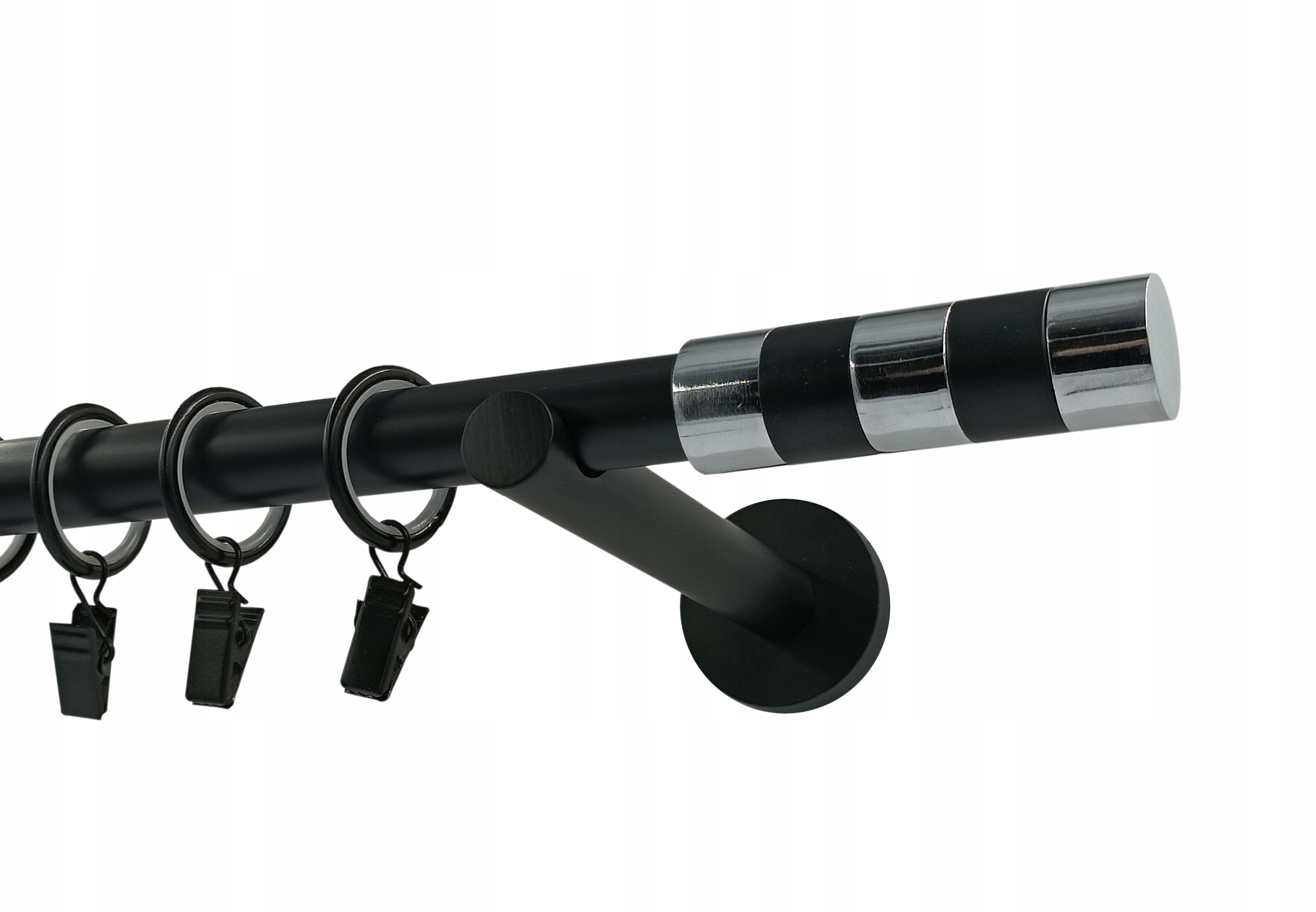 Jednoduchá garnýž Kovový 19 mm Válec Black&chrom 320 cm