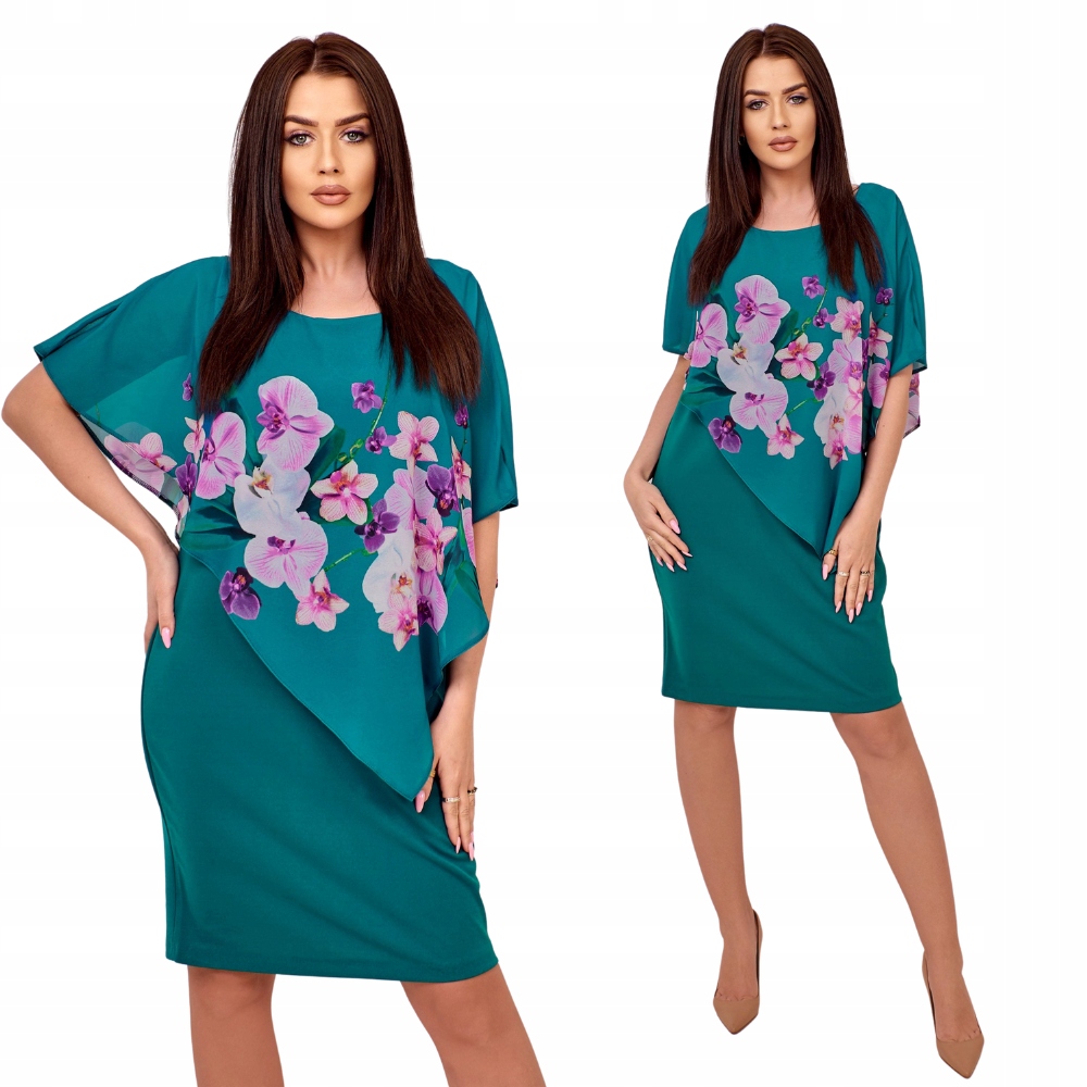 

sukienka Wizytowa midi Kwiaty zieleń L