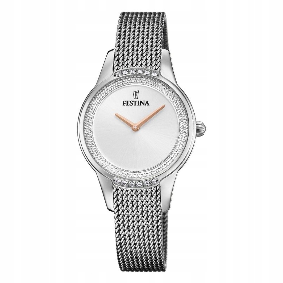 Stříbrné hodinky Festina F20494/1 s krystaly