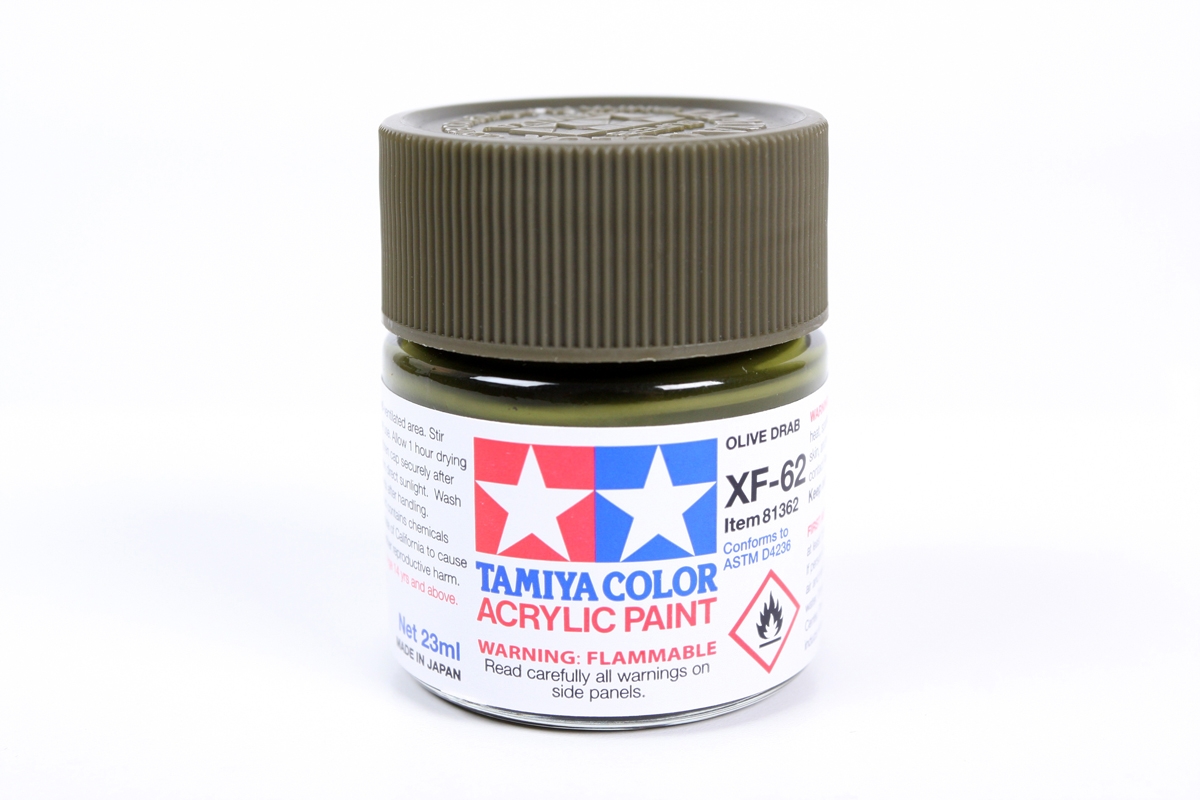 MODELARSKA FARBA AKRYLOWA ZIELONA MATOWA TAMIYA 23ml XF-62 OLIVE DRAB (M)