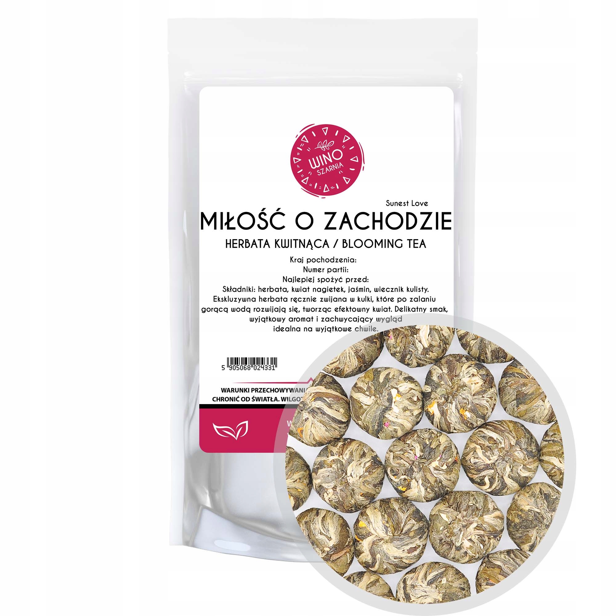 Kvetoucí zelený Čaj Láska při západu slunce Sunest Love 1kg