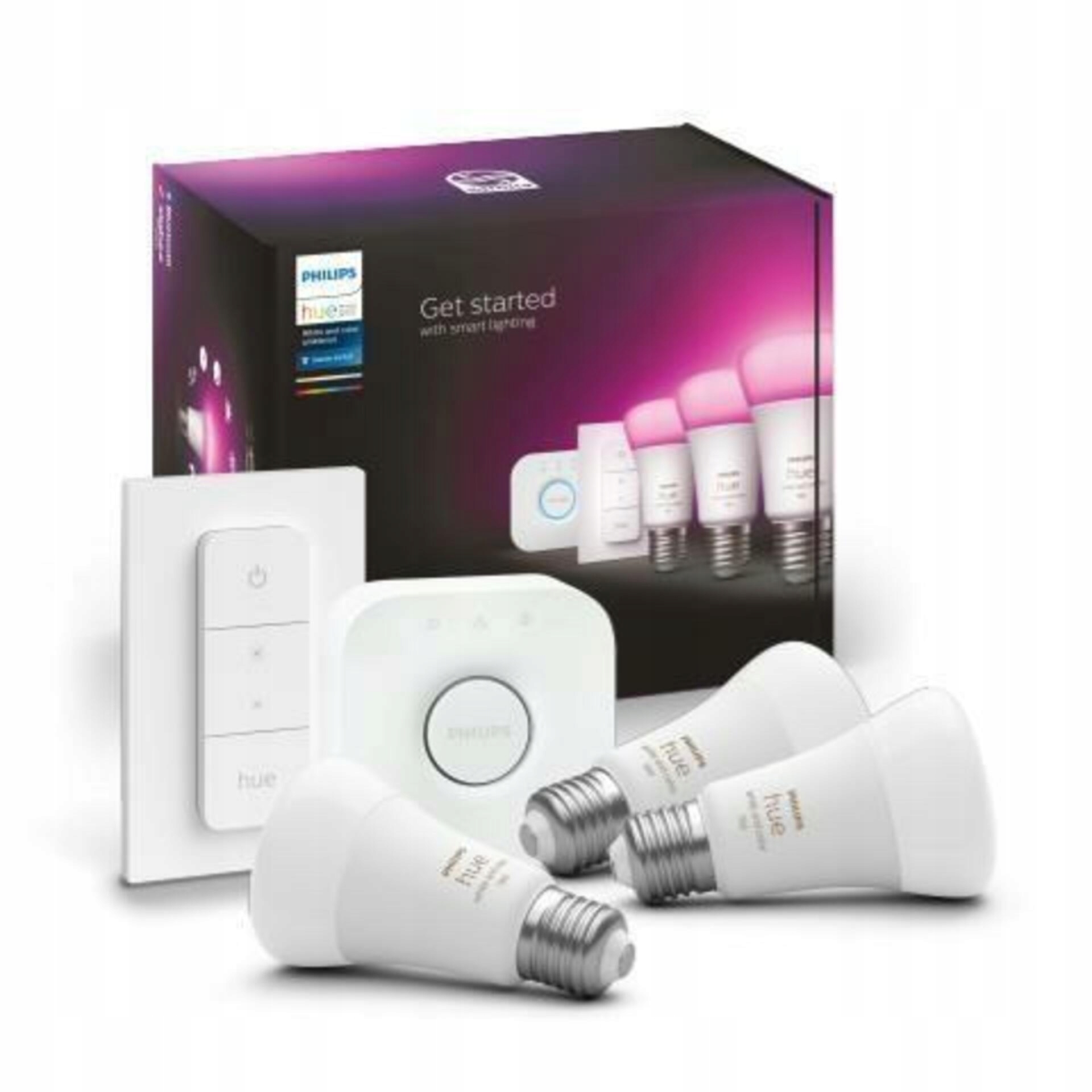 Philips Hue White and Color Ambiance sada 3x E27 žiarovka Bridge Switch