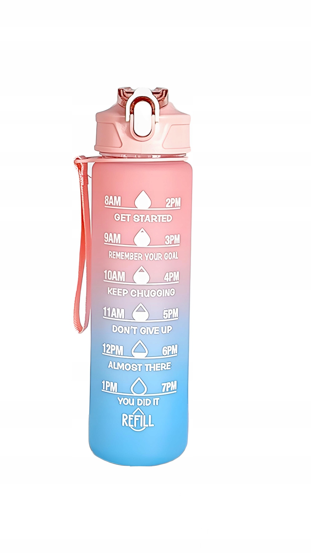 Butelka Na Wodę 750 ML Ombre Bidon Z Miarką Siłownia Fitness 0,75L Bpa Free