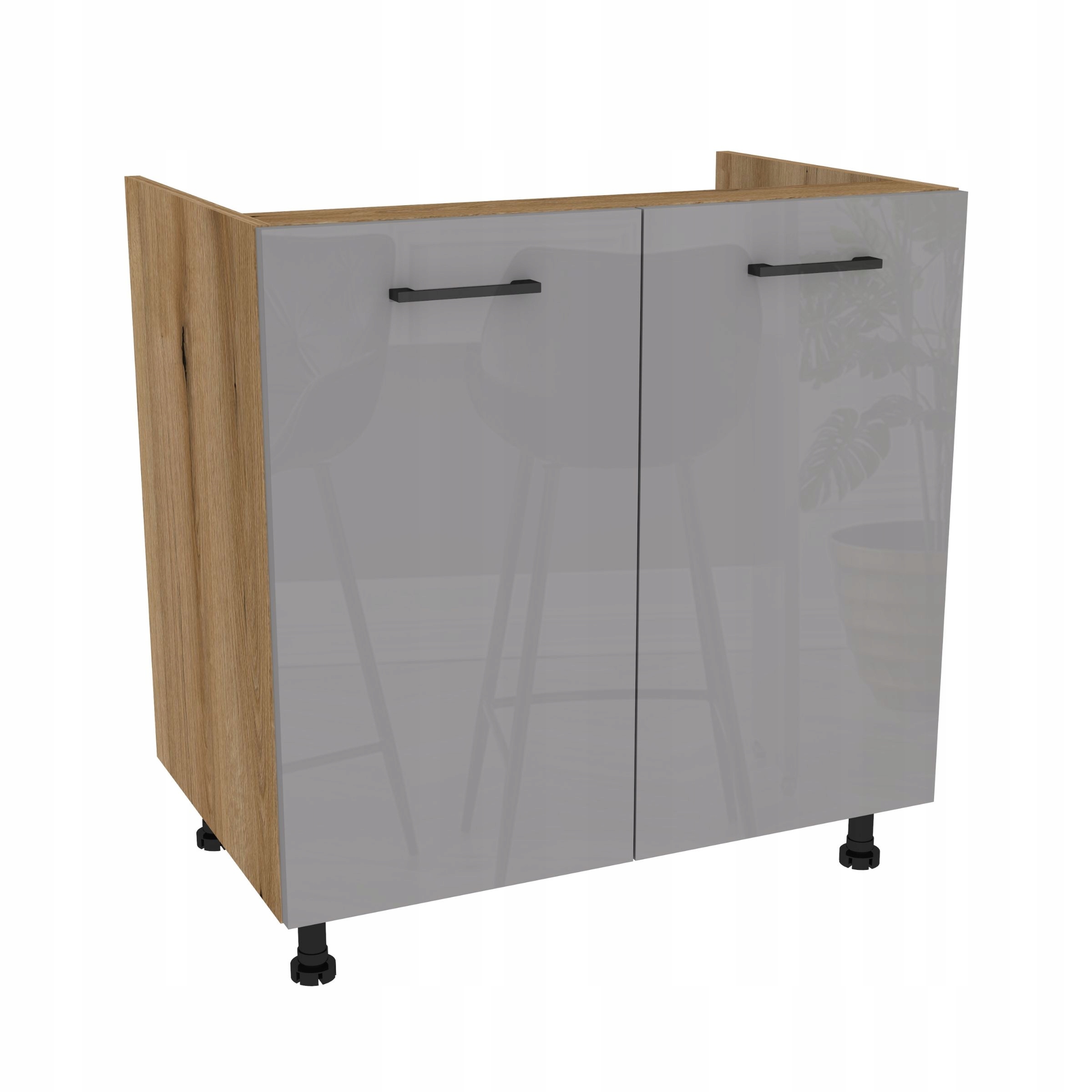 Spodná kuchynská skrinka pod umývadlo 80 Capri Dub Evoke predná strana Šedá Akryl Lesk