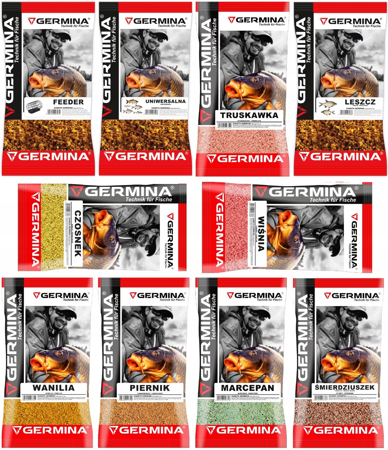 Zanęta na ryby wędkarska 10 kg Germina MIX Smaków 10x 1kg