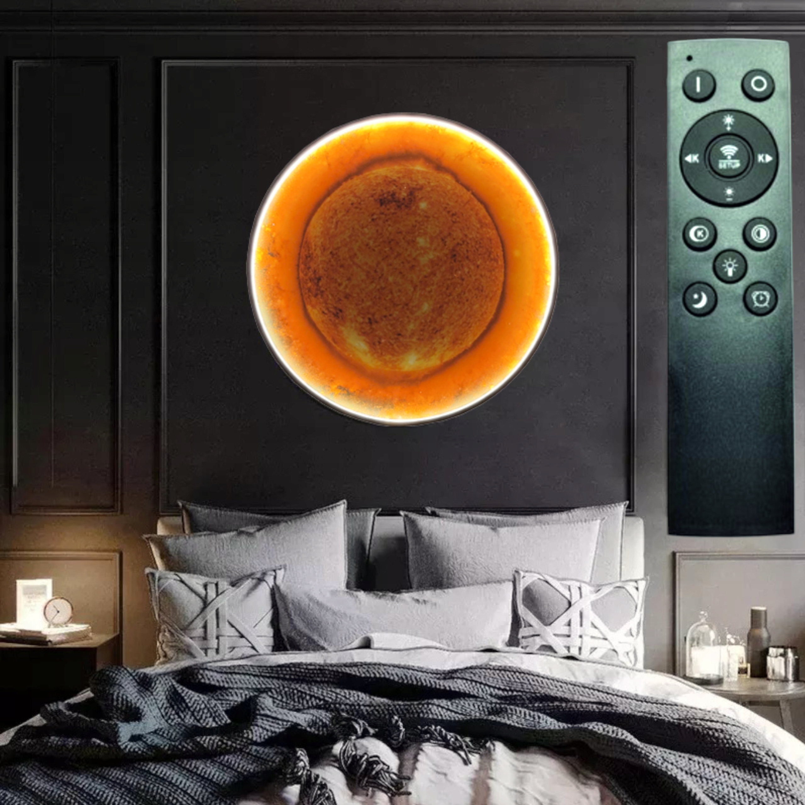 40cm okrúhle Led Stropné Svietidlo s diaľkovým ovládaním. Dekoratívna nástenná lampa. Slnko.