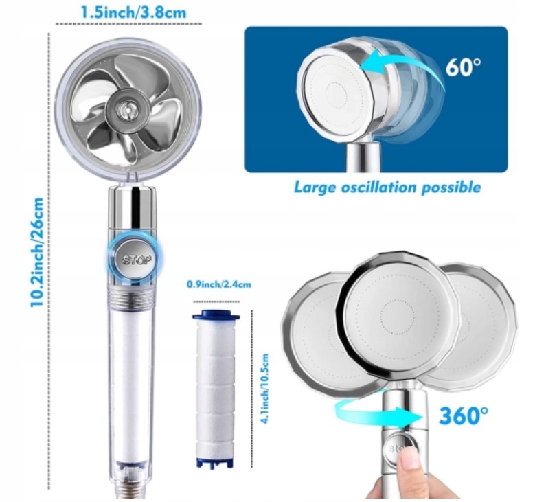 SŁUCHAWKA PRYSZNICOWA Z TURBINĄ ZŁOTA EAN (GTIN) 5900100723531