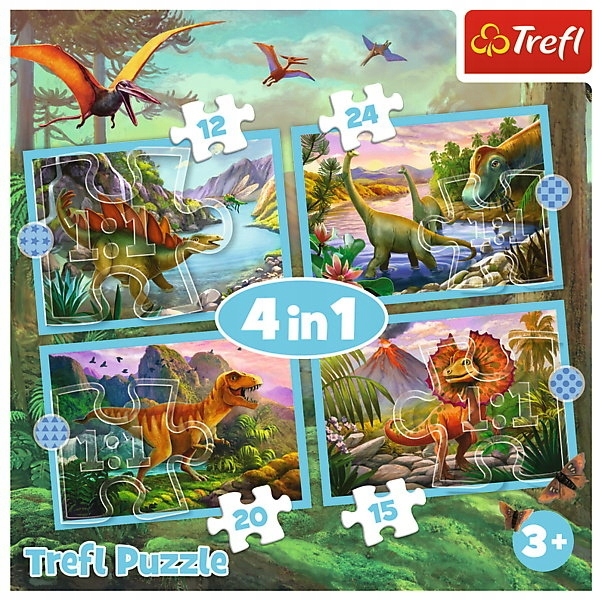 

Puzzle z dinozaurami 4w1 Wyjątkowe Dinozaury Trefl