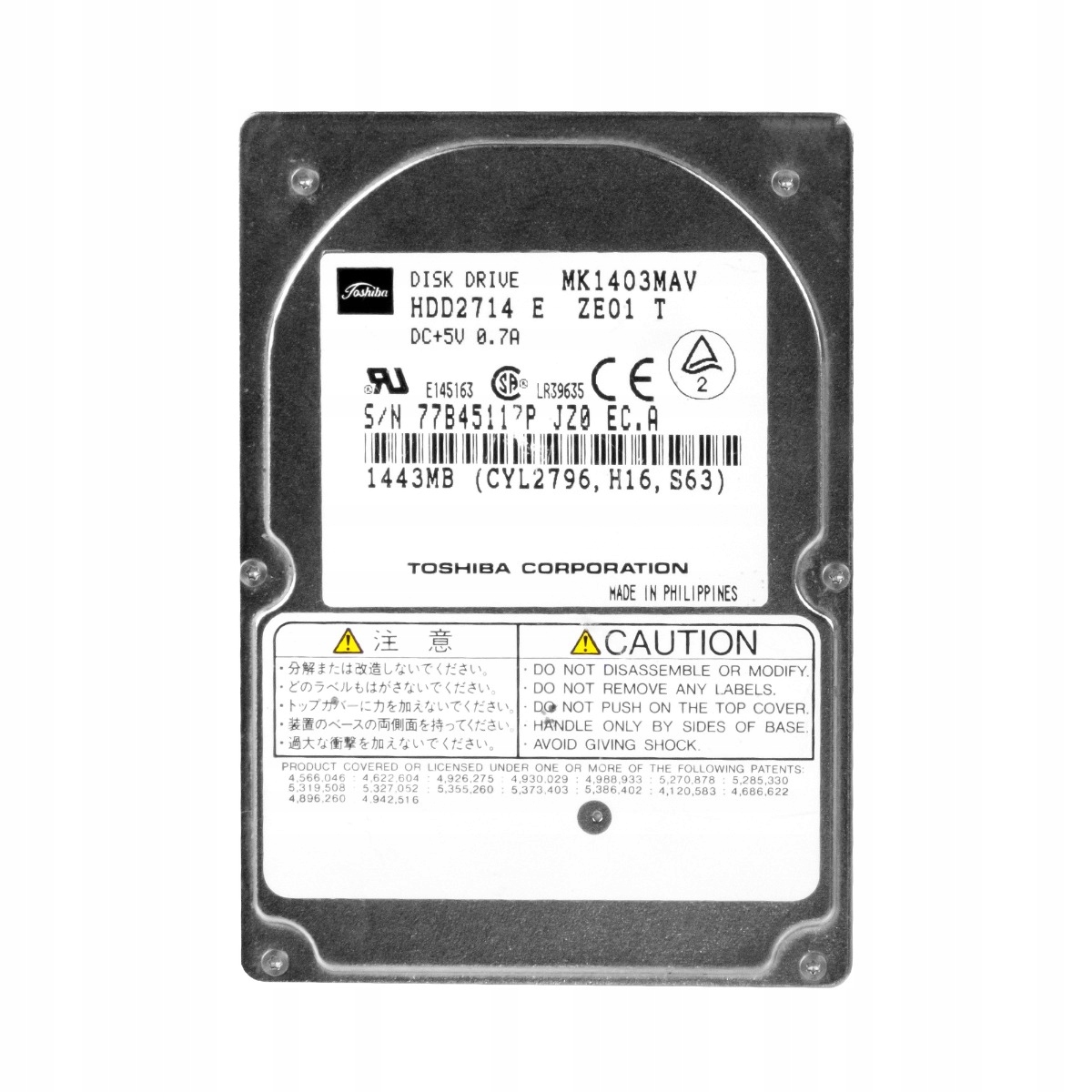 Toshiba 1.4GB 4.2K Ata 2.5" MK1403MAV