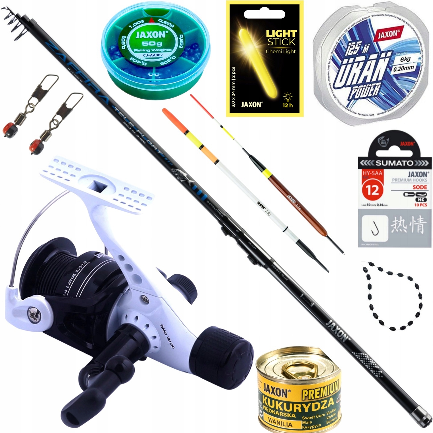 Zestaw Spławikowy wędka kołowrotek akcesoria Na Spławik Jaxon
