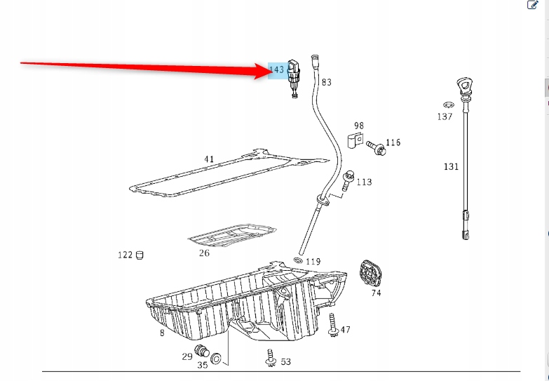 ZAŚLEPKA MIARKI OLEJU CDI MERCEDES Typ silnika Diesel