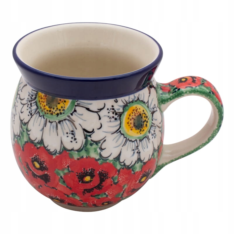 Český hrnček Baryłka 470 ml Ceramika Artystyczna Bolesławiec Maki U4725