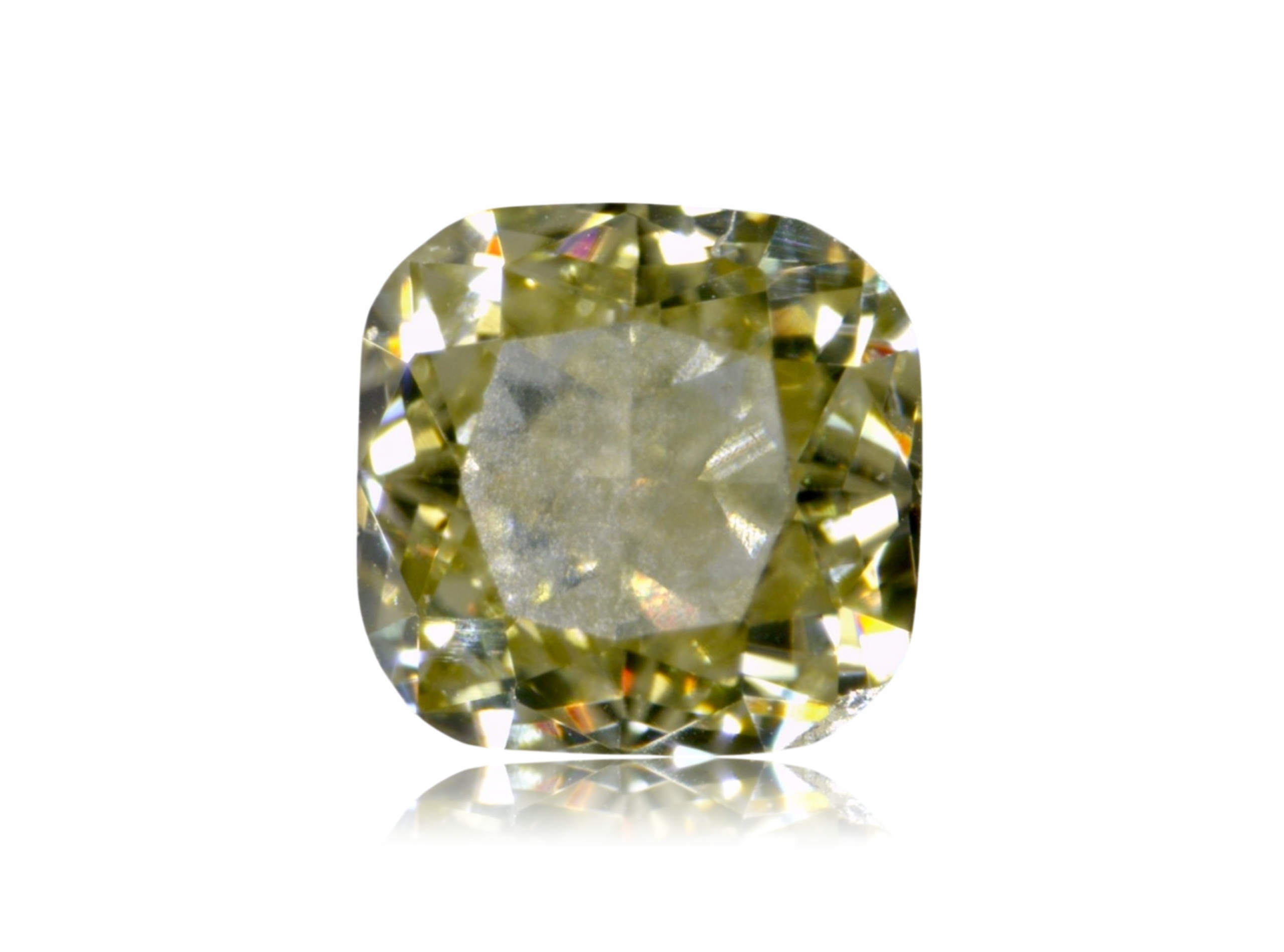 Přírodní diamant 0.09 ct Žlutý Cushion VS2 certifikát Wbd