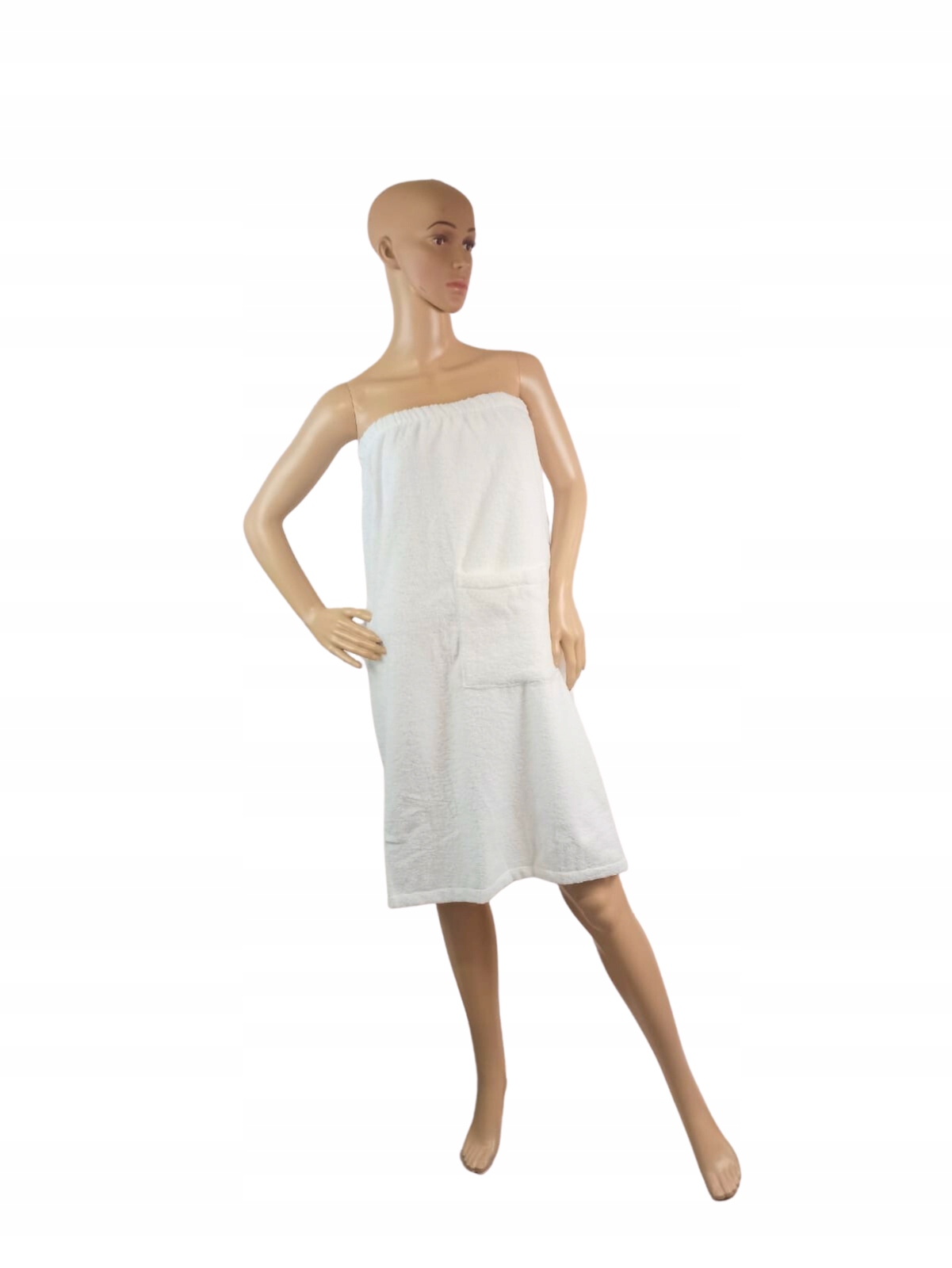 Ručník Terry na suchý zip MrTowel 80x150 cm Kapsa do sauny Masážní Spa Bílá