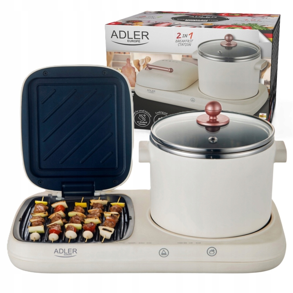 Snídaňová stanice 2v1 Grill a hrnec na vaření Retro Multicooker AD6421