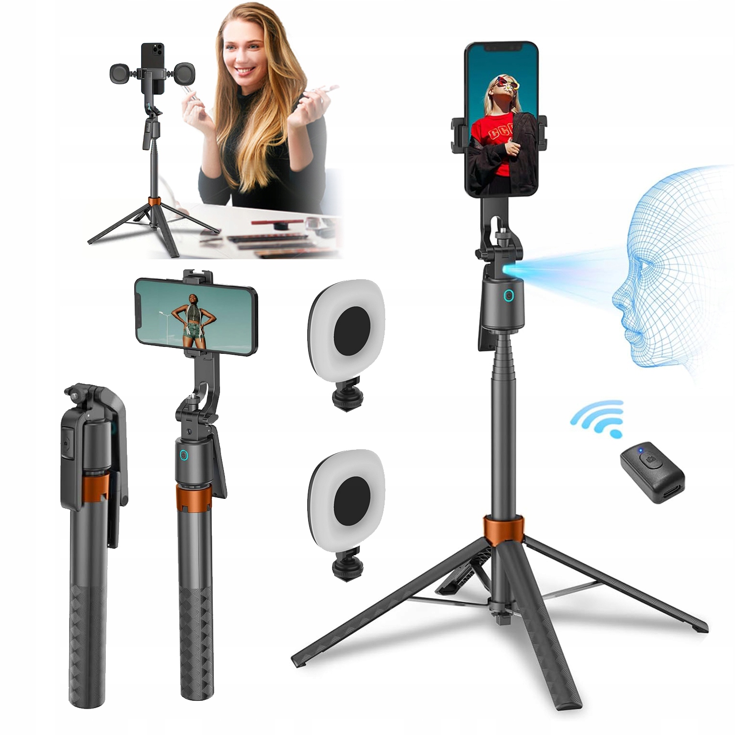 Selfie Tyč Stativ Pro Telefon Vysoký Bluetooth Tyč Tripod Držák Dlouhý