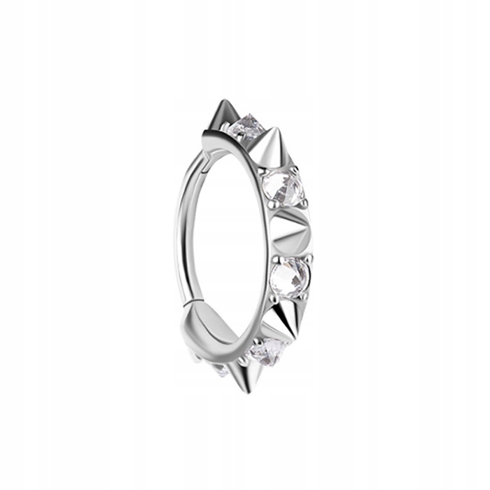 Náušnice kolečko clicker cvočky a bílé zirkony CoCr Nf stříbrná 1,2/10