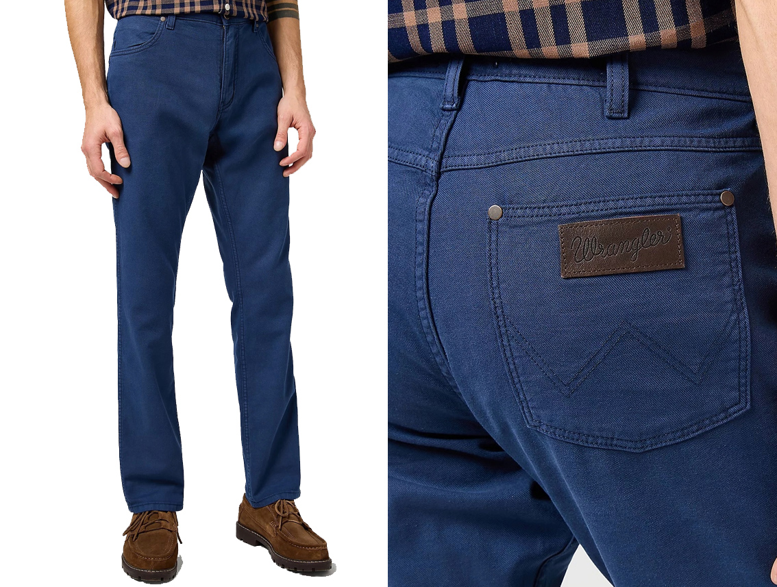 Wrangler Greensboro pánské jednoduché lněné džínové kalhoty Navy W33 L32
