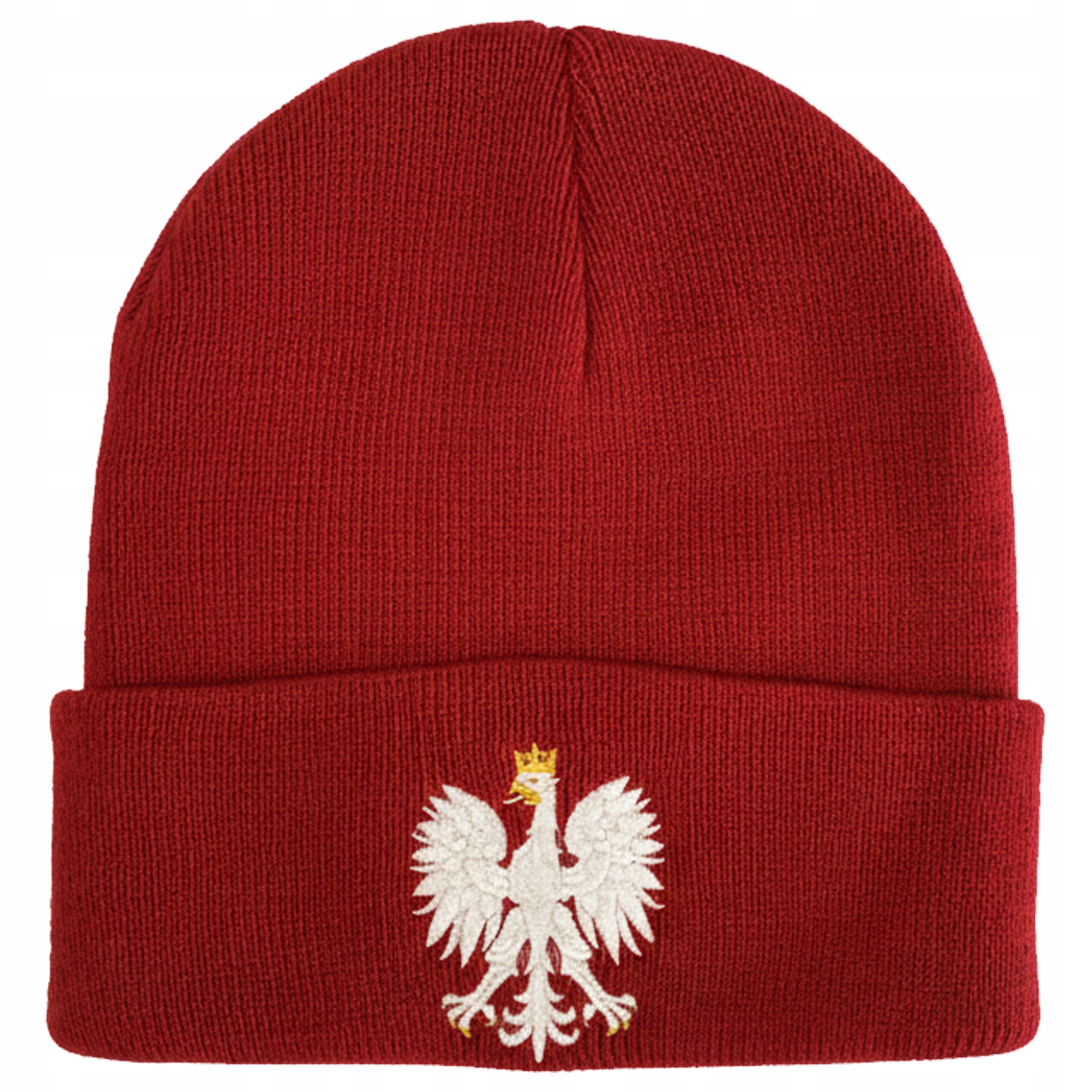 Czapka zimowa Polska z orłem ciepła czapka patriotyczna haft beanie czer 01