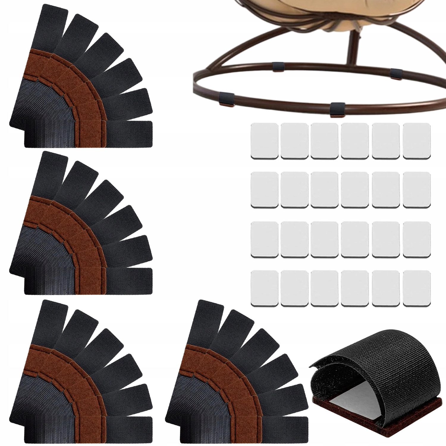 24XPODKŁADKI FILCOWE NA NOGI KRZESŁA RURA NAKŁADKI Z RZEPEM OCHRONA PODŁOGI