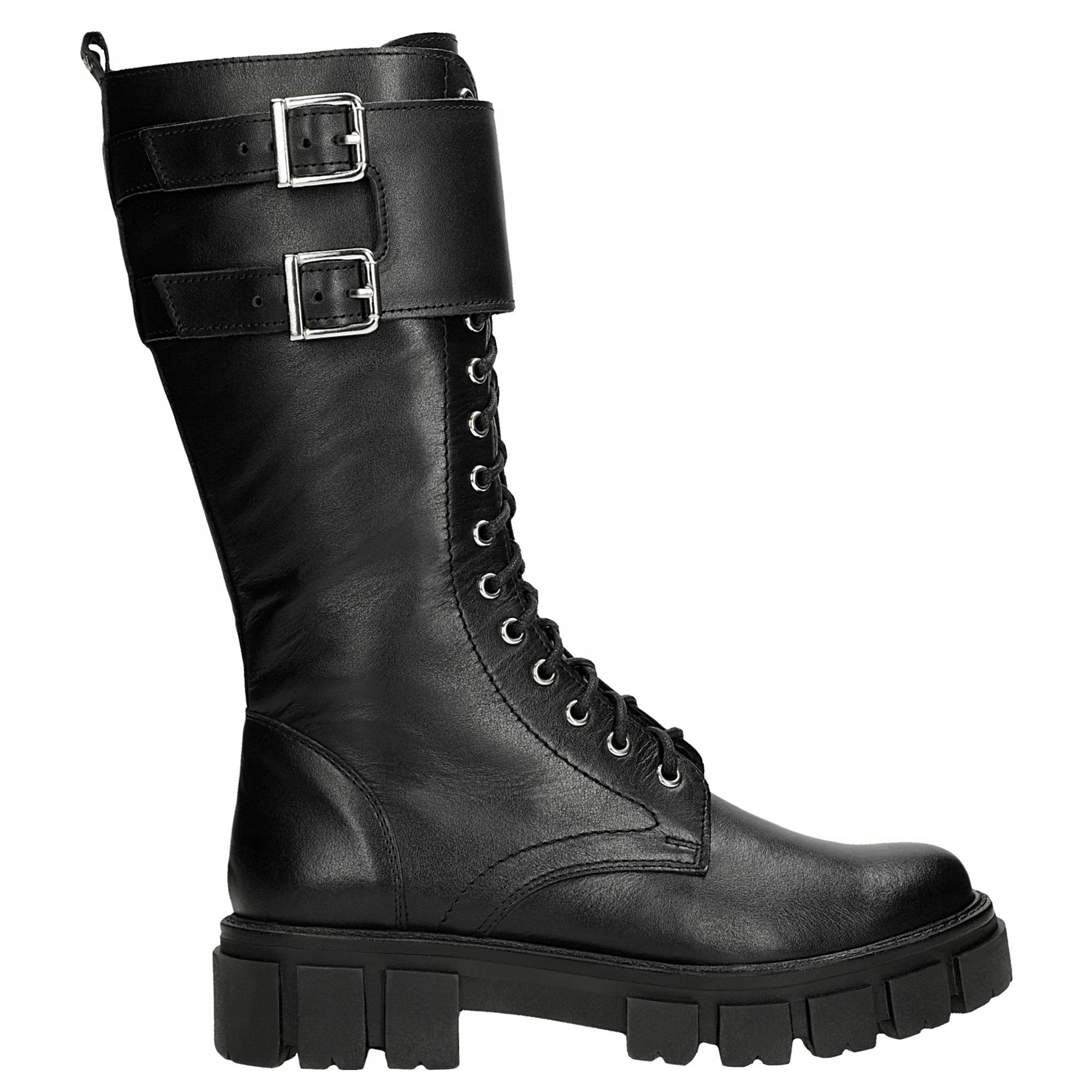 Dámské černé vysoké bikerové boty Wojas vel.