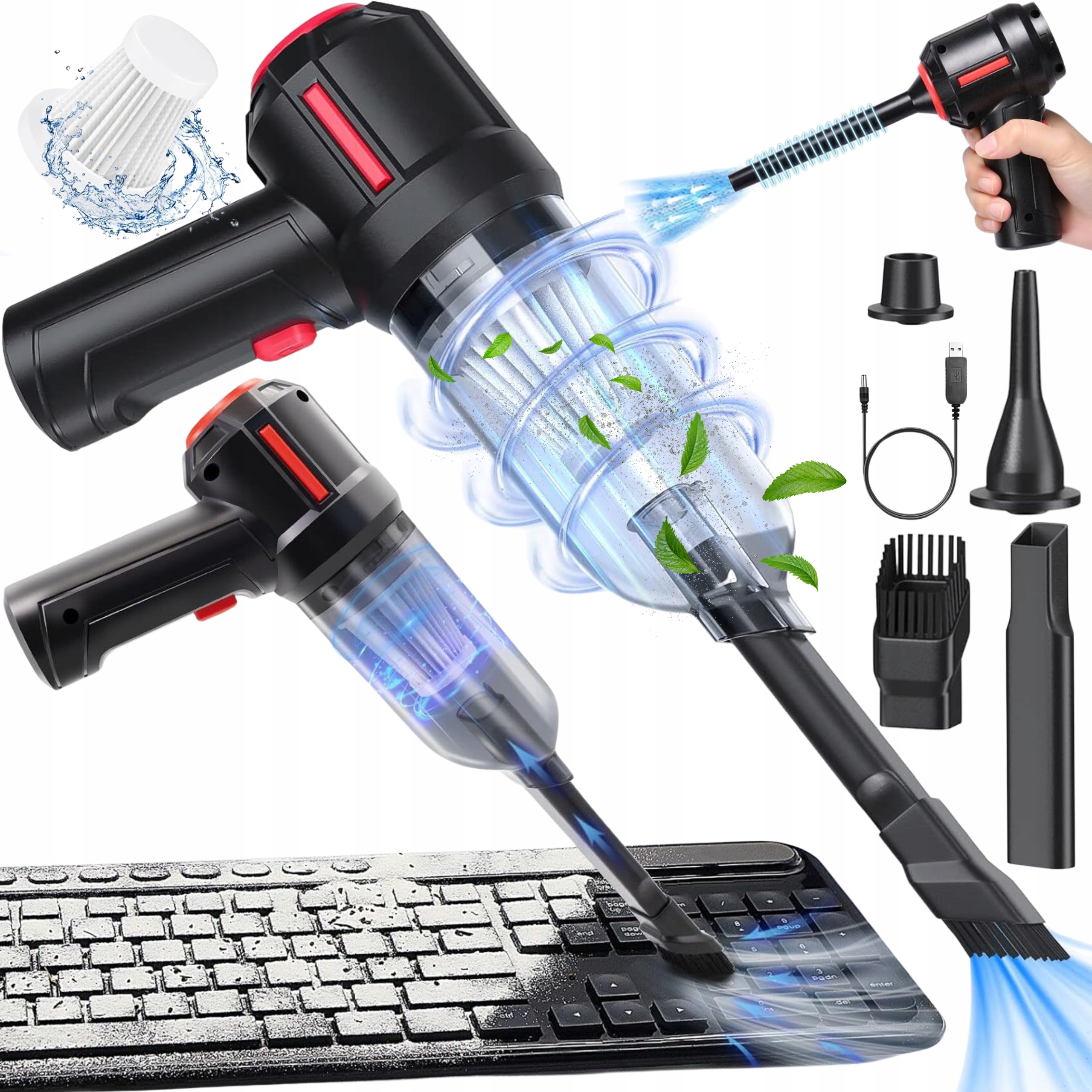 MINI ODKURZACZ PRZENOŚNY RĘCZNY BEZPRZEWODOWY SAMOCHODOWY MOCNY 120W 3w1