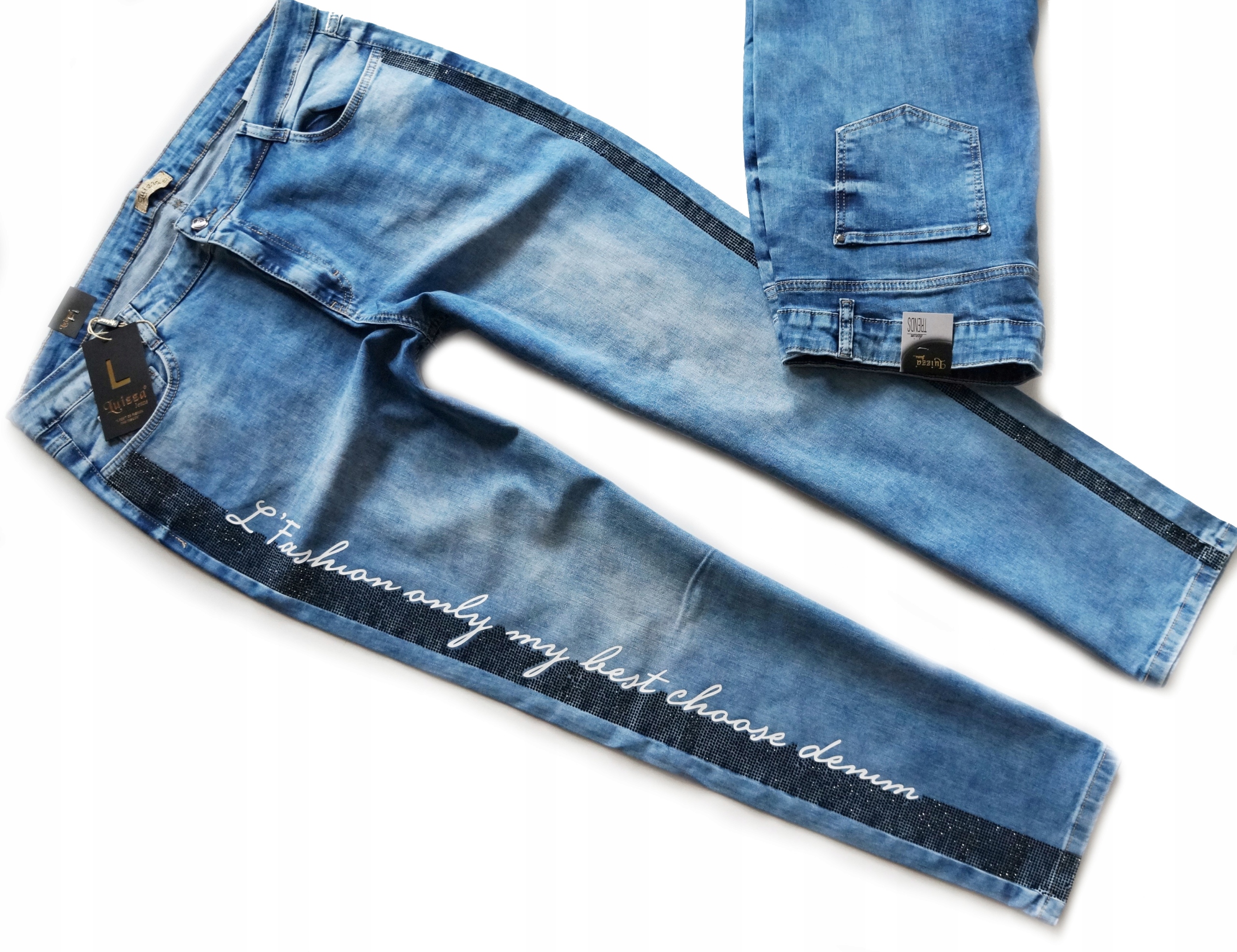 

tujkama_LUIZZA Biżuteryjne Spodnie Jeansowe + Size