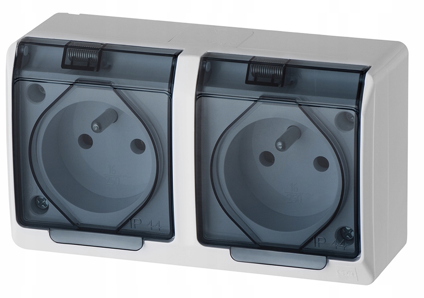 

Hermes gniazdko podwójne hermetyczny dymne z/u 16A