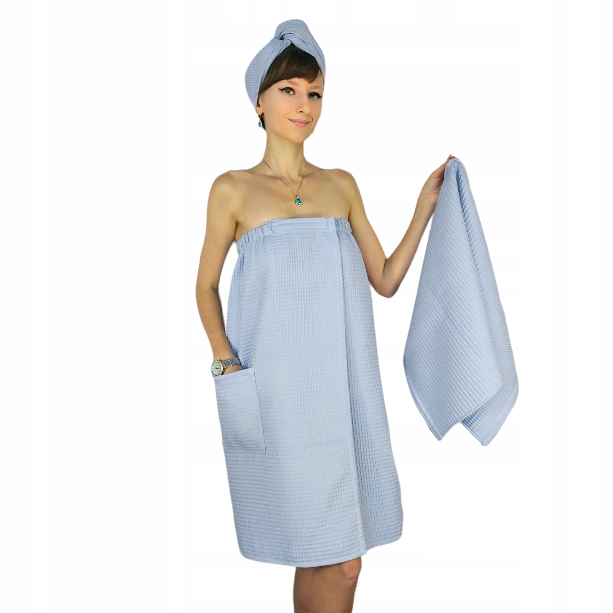 Dámský set Pareo+Ručník+Turban do sauny Spa do bazénu Bavlna Levandule Sm