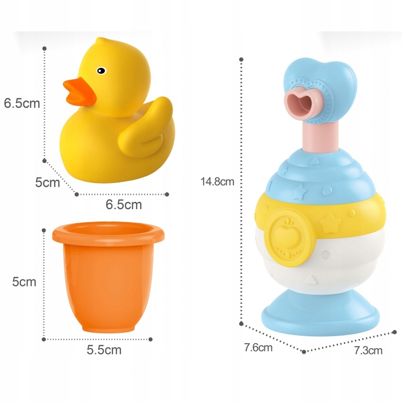ZESTAW ZABAWKI DO KĄPIELI KUBECZEK KACZUSZKA Wiek dziecka 2 lata +