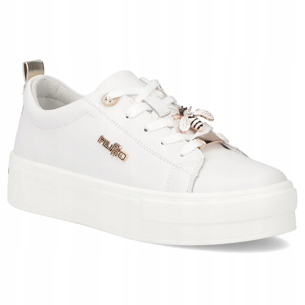 Skórzane półbuty na platformie buty damskie Filippo sneakersy białe r.38