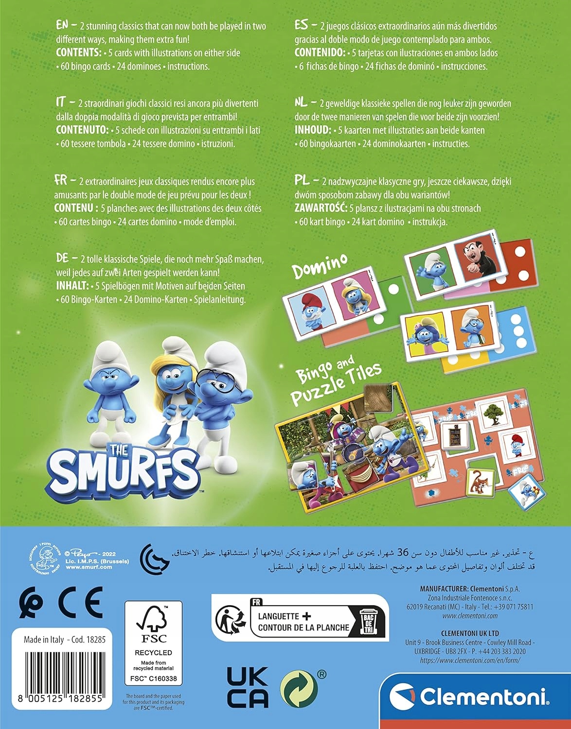 GRA SMERFY 2W1 DOMINO MEMORY Marka Clementoni