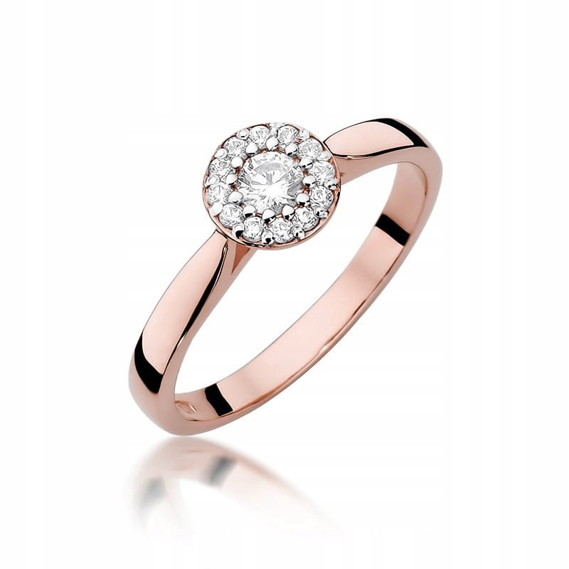 Pierścionek okrągły Diament 0,12ct różowe złoto