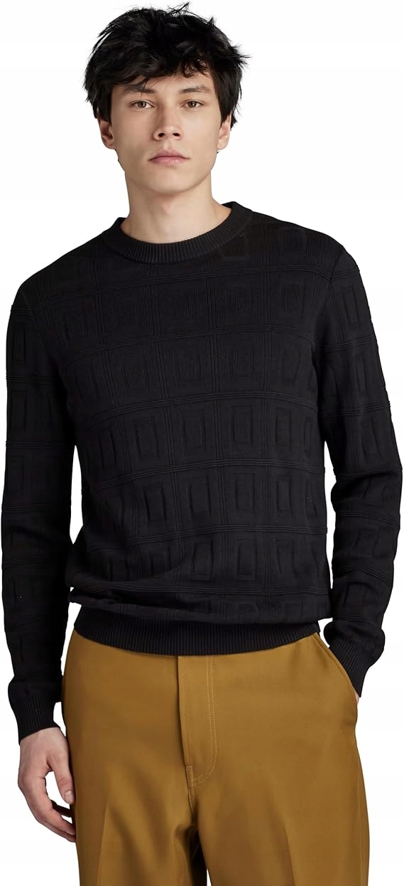 G-star Raw Pánský Svetr Černý S Geometrickým Vzorem XL Jhn