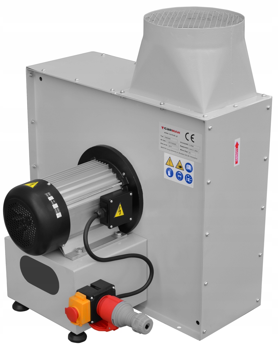 MOCNY WENTYLATOR PODCIŚNIENIOWY ODCIĄG 8000M3/H 5,5kW WZMOCNIONY WIRNIK Waga 55 kg