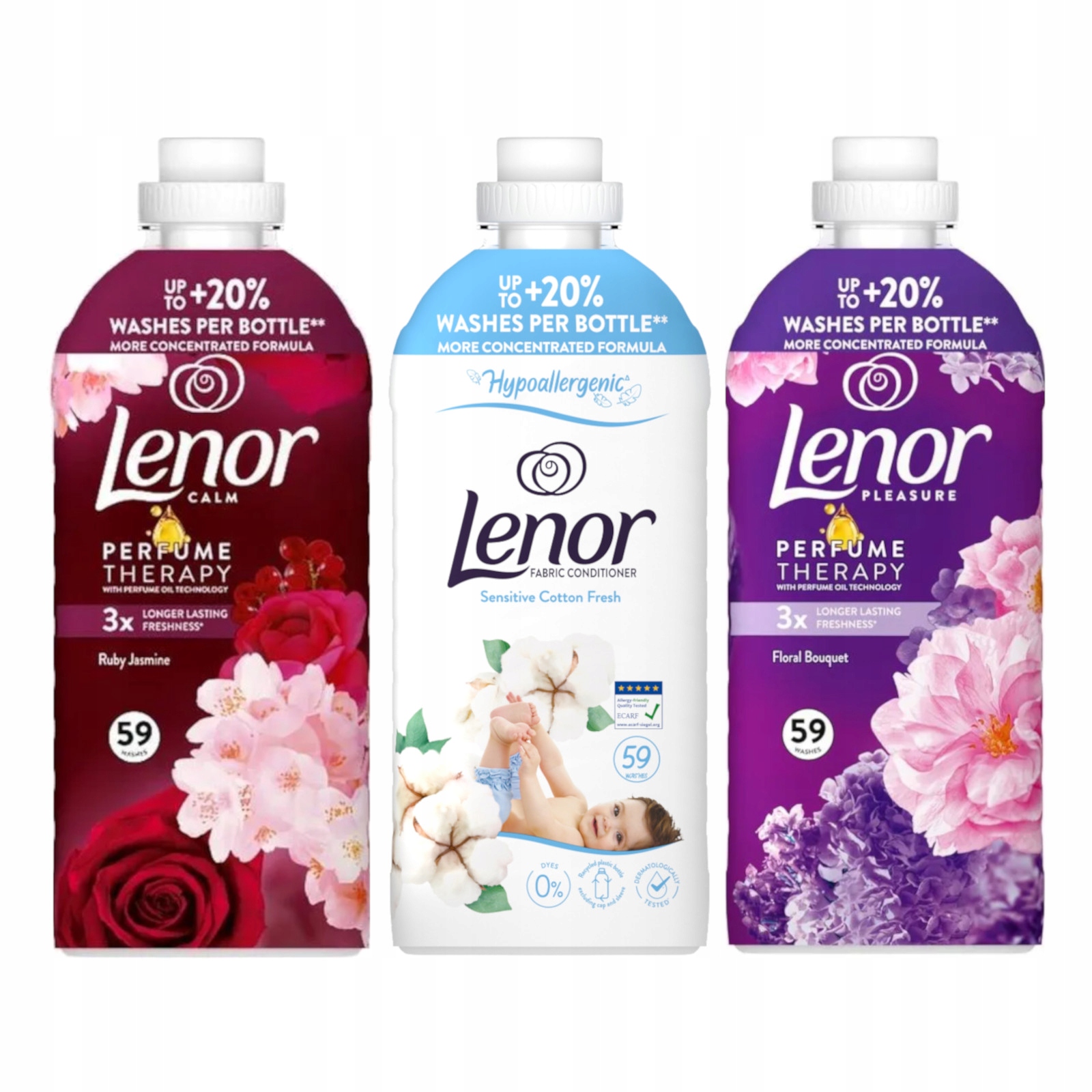 Tekutá aviváž Lenor Mix vůní 59 praní 3x 1,239 l