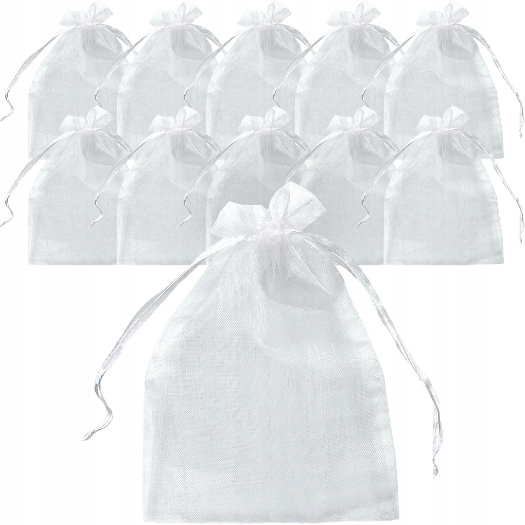 WORECZKI Z ORGANZY NA CUKIERKI 10x13 BIAŁE TOREBKI NA PREZENTY + GRATIS Marka inna