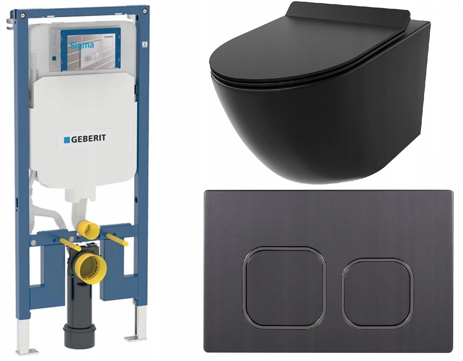 Stelaż Geberit Duofix Slim 8cm miska Wc M2 czarny mat przycisk gun metal C