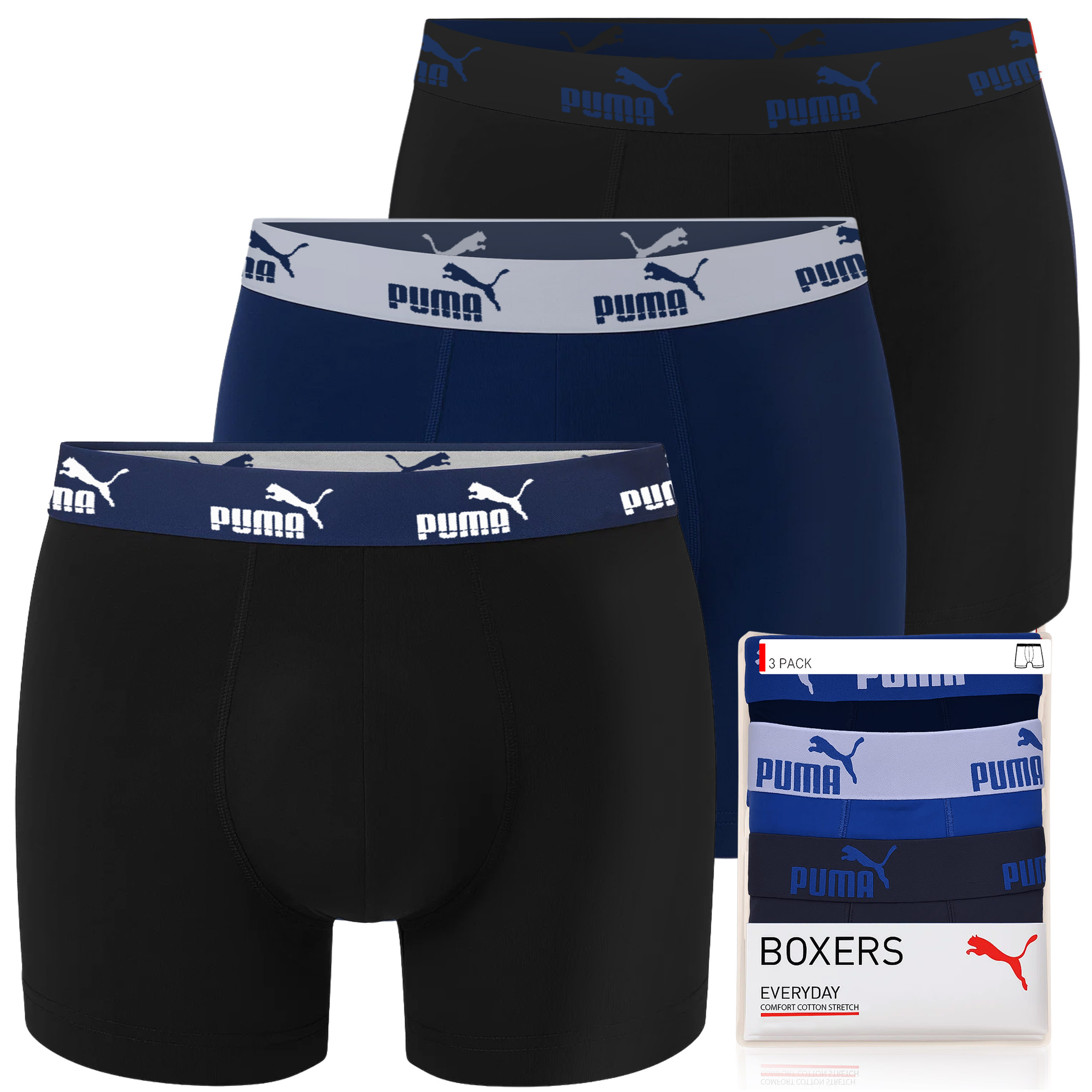 Puma Pánské boxerky True Blue Bavlna 3 Pak, velikost S