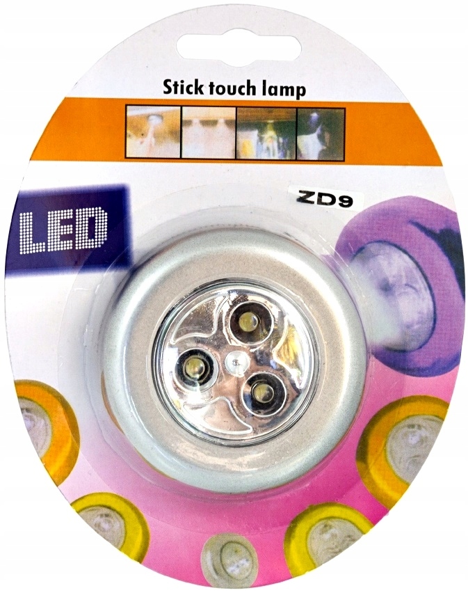 LAMPKA SAMOPRZYLEPNA 3xLED UNIWERSALNA DOTYKOWA Zasilanie bateryjne