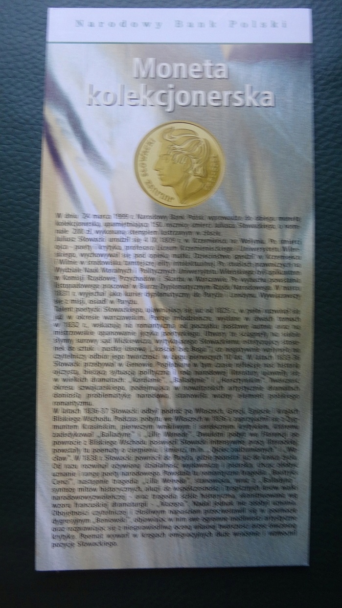 Folder 200 zł 1999 J.SŁOWACKI,stan I