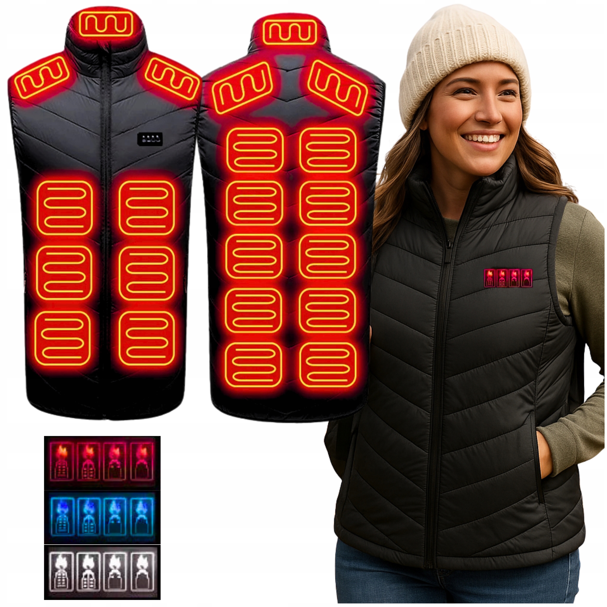 Vyhřívaná Vesta Bunda Bez Rukávů Unisex Bunda Usb 21 Zón