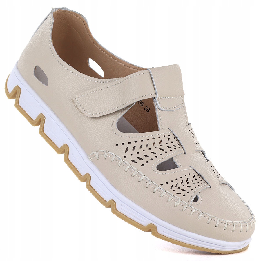 Dámské kožené polobotky na suchý zip béžové T.Sokolski W26-86 41