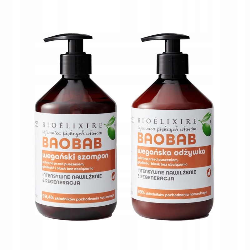 Bioelixire Baobab 2x500ml odżywka+szampon Vegan
