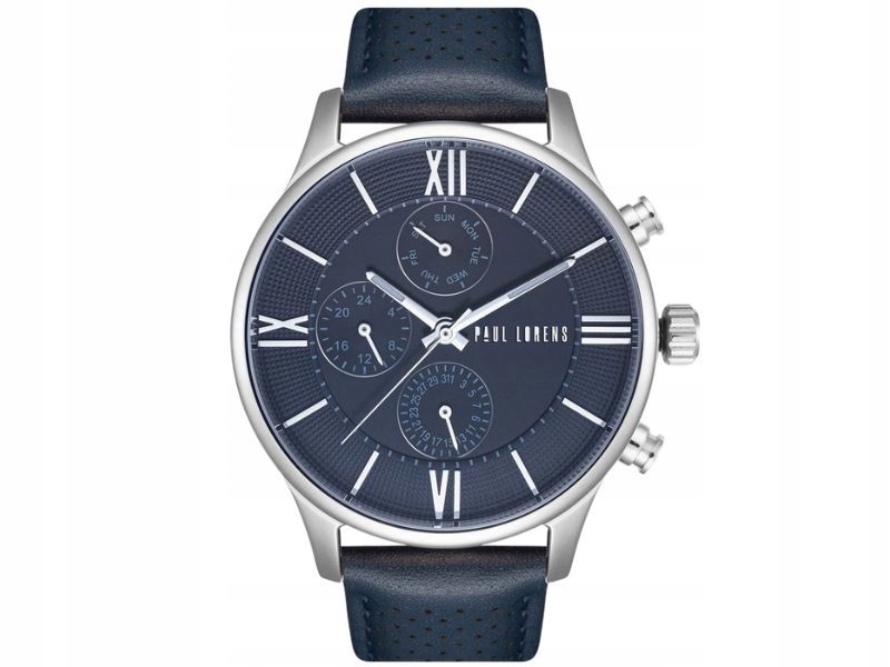 Pánské hodinky s velkým modrým ciferníkem na klasickém modrém řemínku